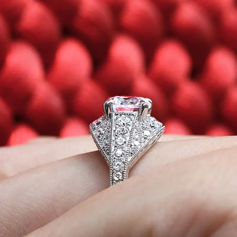 Серебряные полые кольца Модная бижутерия белые кубические циркониевые