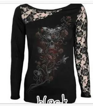 30 шт. оптовая продажа быстрая доставка модная женская футболка с принтом черепа