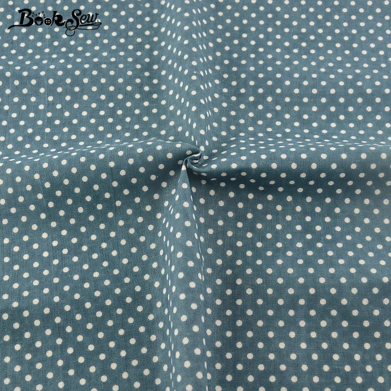 Booksew Blue Color Cotton Linen Fabric Dots Design Home Textile Sewing Material Tissu For Bag Table Cloth Curtain Decoration CM|fabric dots|design