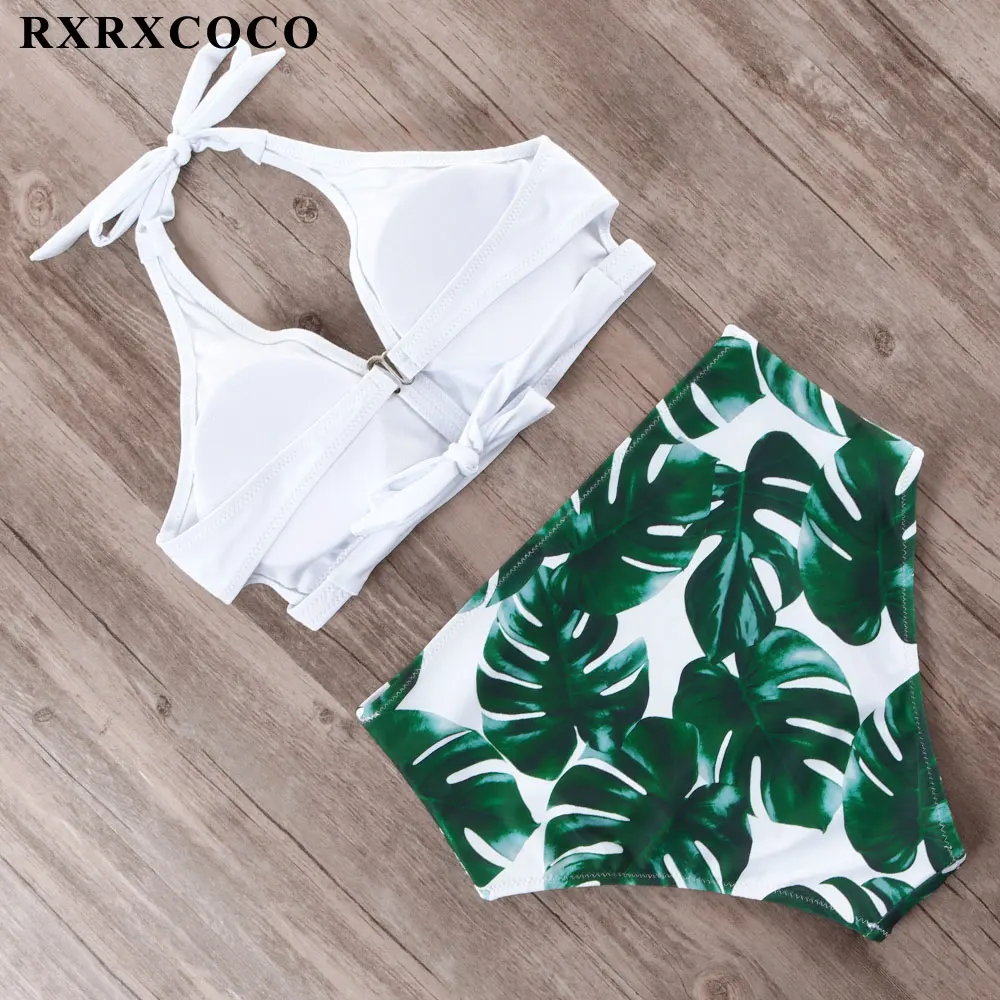 RXRXCOCO, бикини,, Mujer, новинка, сексуальный купальник для женщин, высокая талия, купальник, пуш-ап, бандаж, купальник, с рисунком, бикини, набор