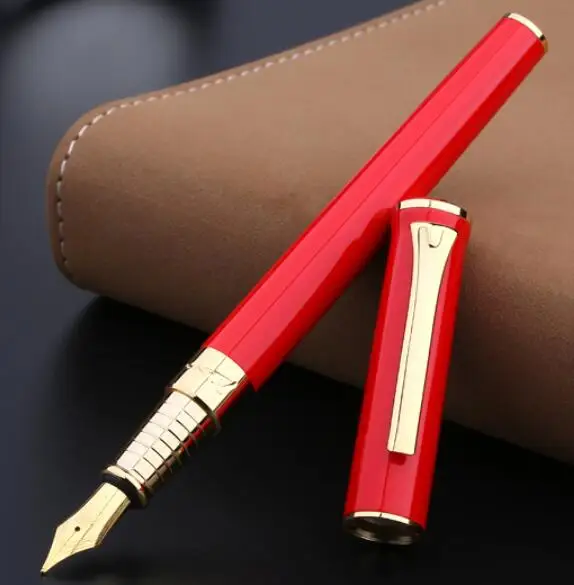 

1pc Pimio 988 Golden Clip Fountain Pen Luxury 0.5mm Iraurita Nib Metal Ink Pens Black White Red Gift Writing Stationery with Box