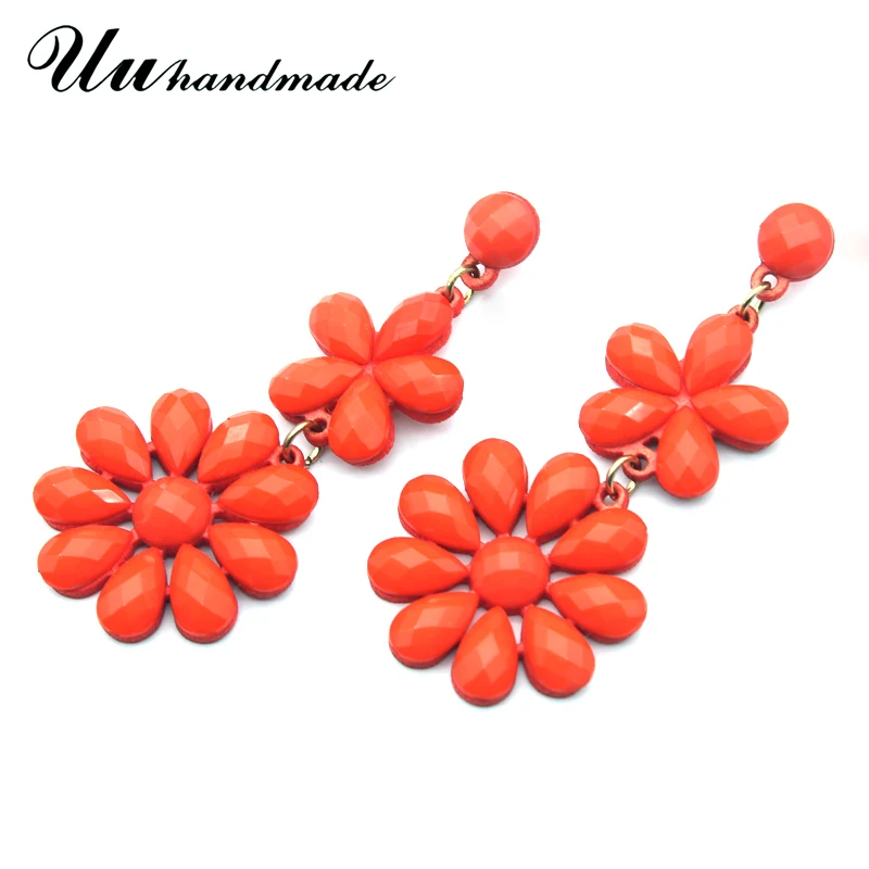 Женские серьги подвески с цветком большие покрытием 2018|pendientes mujer|drop earringsearrings fashion