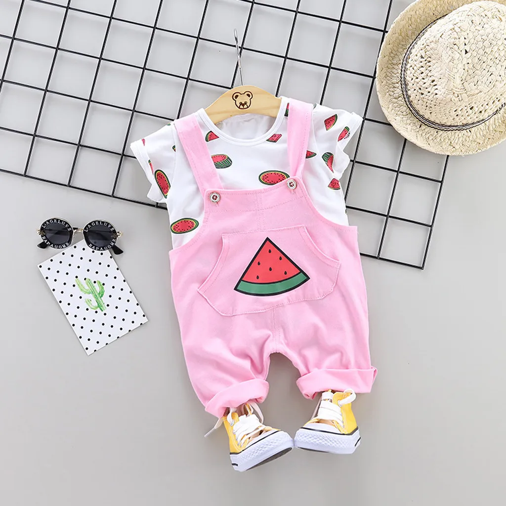 Малыша Одежда для детей малышей девочек мальчиков арбуза футболка Топы и штаны с
