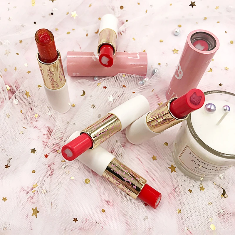 2018 Карандаш для губ с двойным оттенком, увлажняющий и прозрачный, с ярким и сочным фруктовым ароматом, с рисунком кошек в 6 цветах.