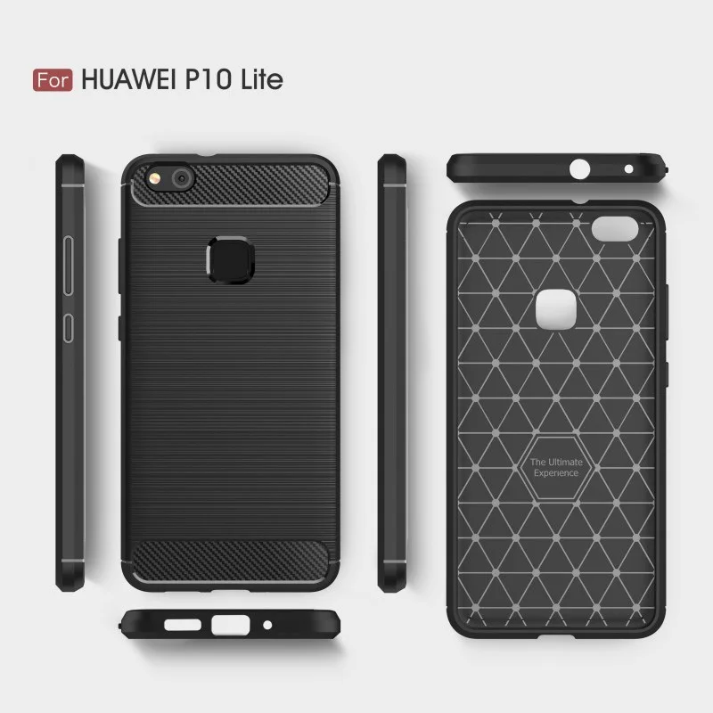 Huawei P10 lite Case Silicone Plus Cases Phone Brushed Carbon Fiber Soft 2017 NewBack Cover G8 Nova |