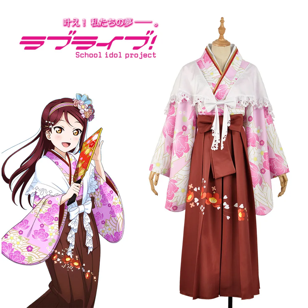 Костюмы для косплея Love Live Sunshine Aqours Sakurauchi Riko Taisho кимоно юката платье наряд аниме