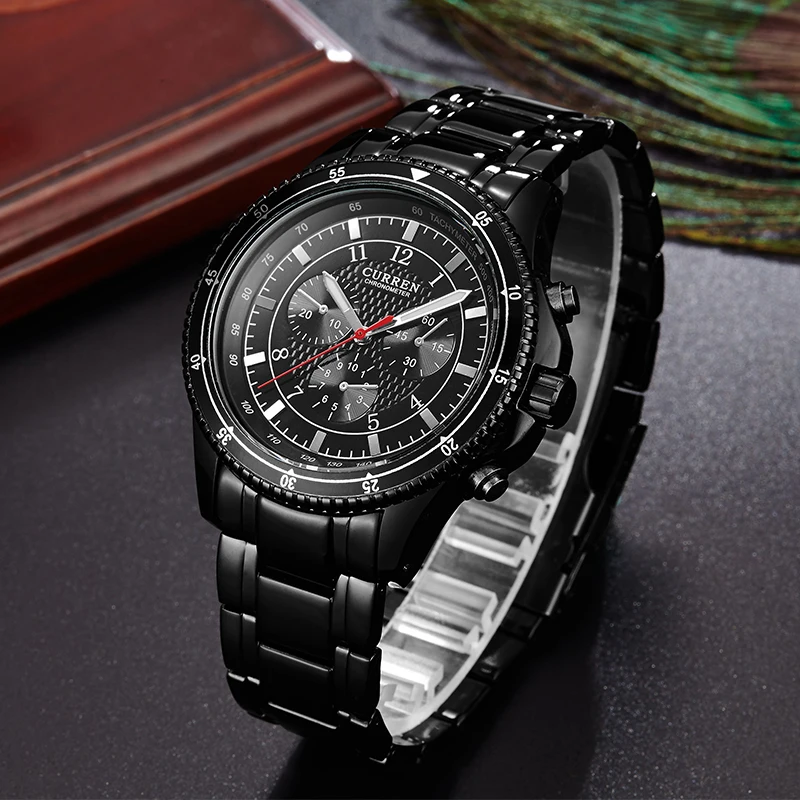 Мужские кварцевые часы с ремешком из натуральной кожи аналоговый дисплей датой