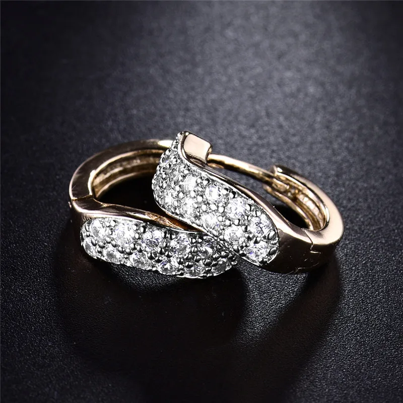 Женские свадебные серьги-кольца BUDONG CZ серьги белого/розового золота с