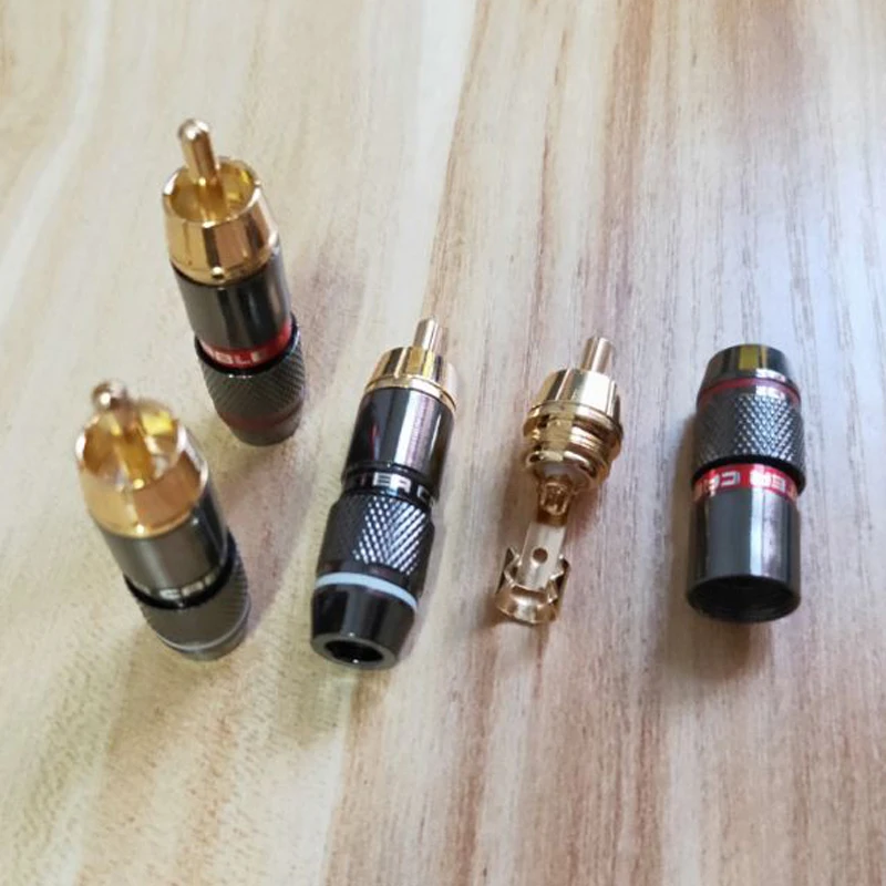 Hifi 8 шт. RCA Банановый штекер позолоченный 6 мм двойные самоблокирующиеся разъемы