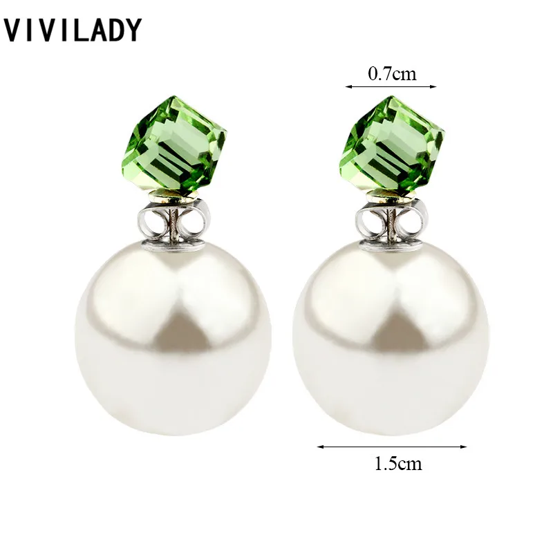 Серьги гвоздики VIVILADY с искусственным жемчугом женские круглые квадратные