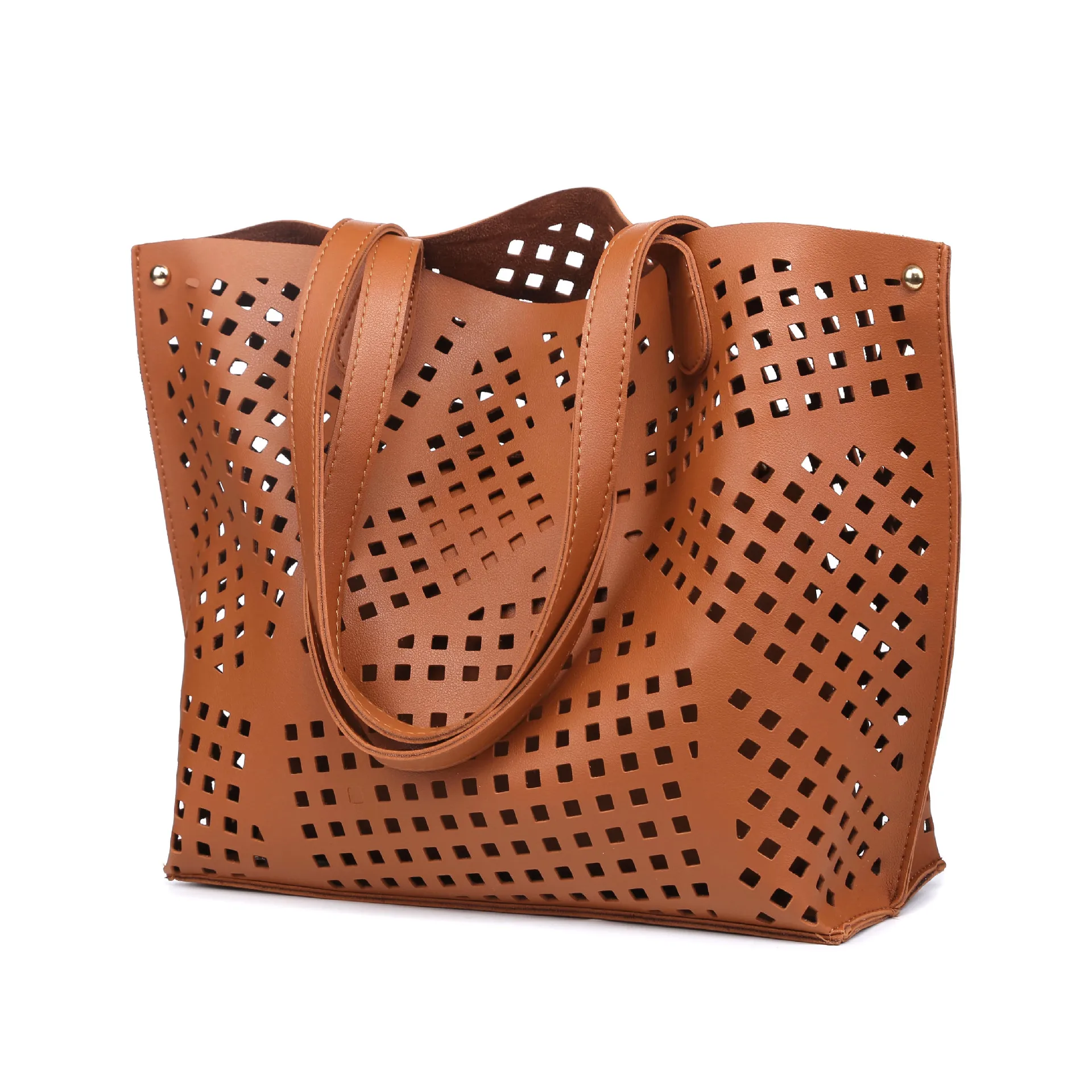 Fashion Solid Colors Compostie Bags Casual Hollow Out Women Versatile Handbags Interior Zipper Pocket Satchrls Shape Ladies Bag | Багаж и
