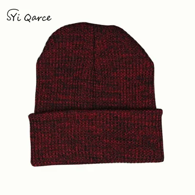 Wine Red SYi Qarce, новинка, женская шапка, теплая шапка, Женская Повседневная шапка, зимние шапки, вязаные одноцветные шапки для мужчин и женщин, Кепка в стиле хип-хоп - Цвет: Wine Red