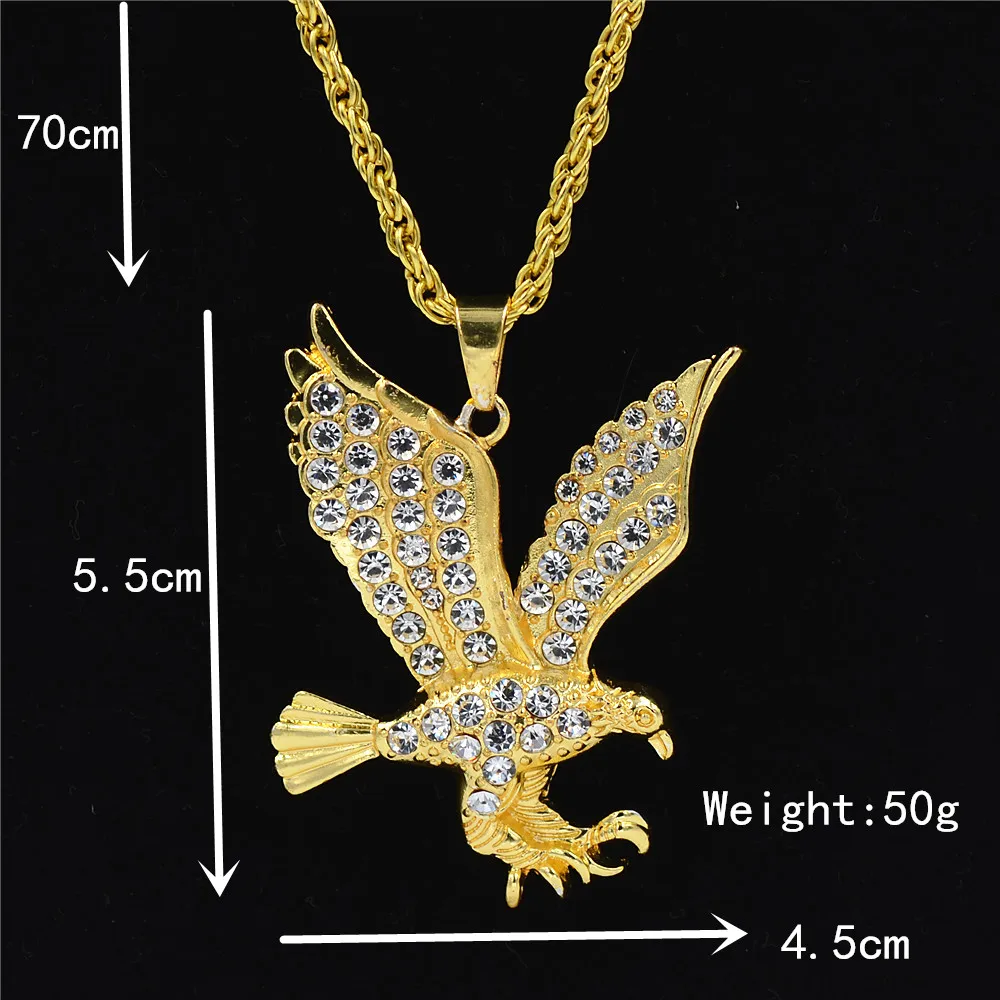 Uodesign мужские ожерелья с золотым кристаллом кулон в виде летающего орла чокер