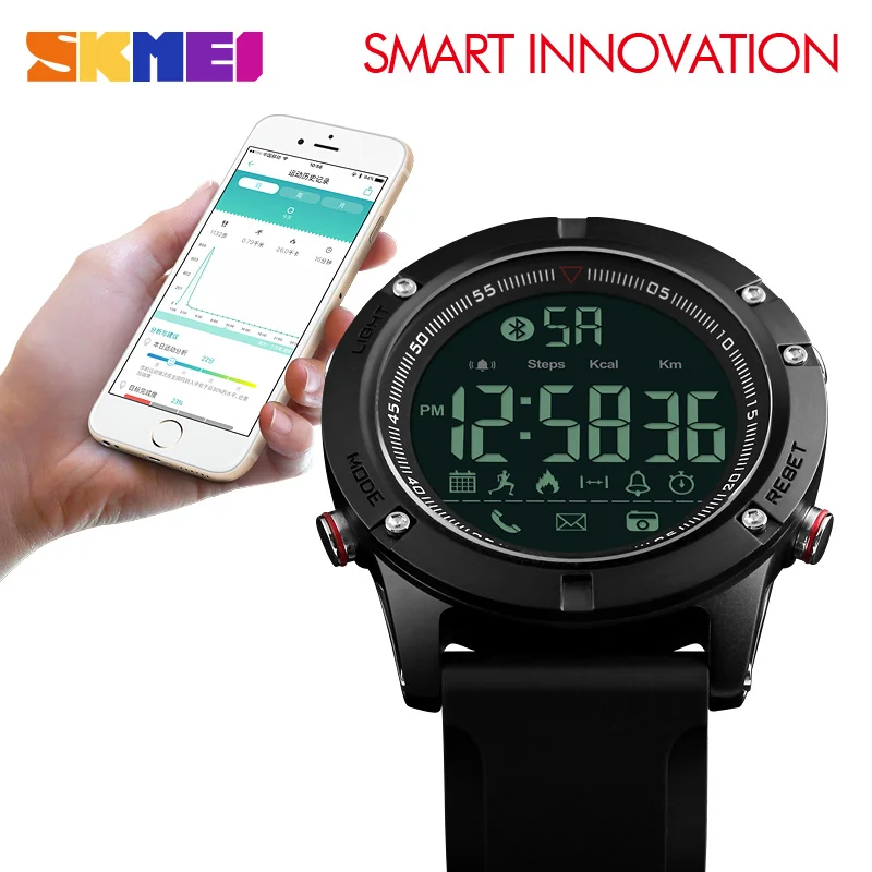 SKMEI Модные Смарт часы для мужчин спортивные цифровые наручные с Bluetooth шагомером