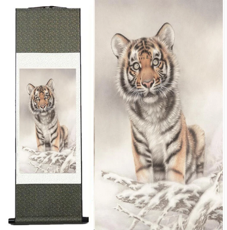 Милый тигр, искусство, живопись в китайском стиле, украшение для дома и офиса, картина в виде китайского тигра, детский тигр Милый тигр, искусство, живопись в китайском стиле, украшение для дома и офиса, картина в виде китайского тигра, детский тигр