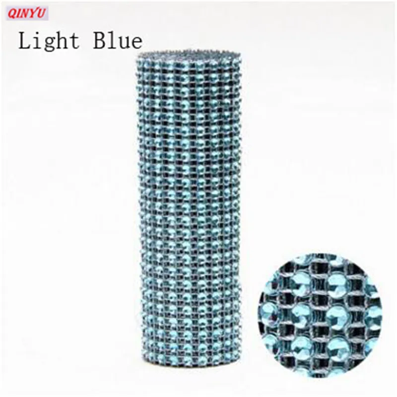 27 Light blue Рулон тюлевой ленты с кристаллами, обертывание торта, 1 ярд, ручная работа, сделай сам, сетчатая отделка, Блестящий Бриллиант, вечерние украшения для свадьбы, события, принадлежности 5zhh194 - Цвет: 27 Light blue