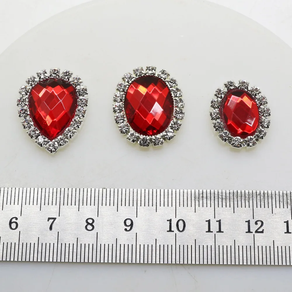 10 шт./лот красный шесть стиль стеклянные стразы с плоской задней частью кнопки