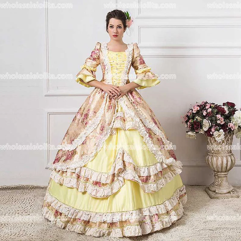 

HOT!! Global FreeShipping 18th Century Marie Antoinette Renaissance Period Rococo Belle Party Gowns Dress