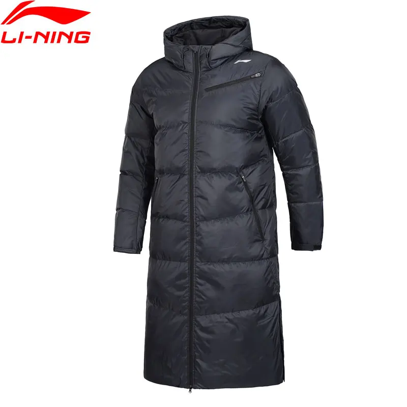 Li Ning мужской тренировочный длинный пуховик с защитой от умного пуха 70% белый