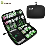 portable travel zipper usb cable bag organizer black nylon phone charger case for electronic accessories hard drive storage bags