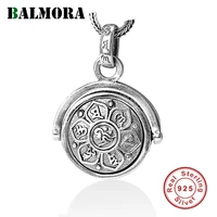 balmora 925 sterling silver buddhism spinner rotating charm pendantsnecklace for men women fashion six words sutra jewelry