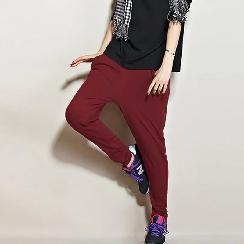 

Winter Warm Plus Velvet Harem Pants Women's Large Size 5xl Lady Autumn Fleece Casual Zipper Trousers Female Black Gray Wine