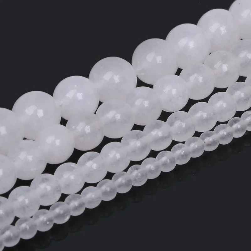 Natural Stone Round Transparent White 4mm 6mm 8mm 10mm Spacer Beads Pick Size for Bracelet Necklace DIY Jewelry Making | Украшения и