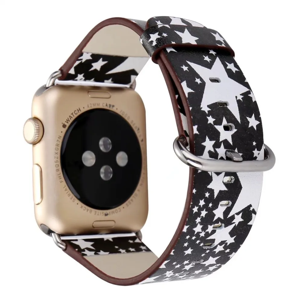DAHASE Skull PU Leather Strap for Apple Watch Band Series 1/2/3 38mm 42mm Stars Cat Dots Watchbands iWatch Accessories | Наручные часы