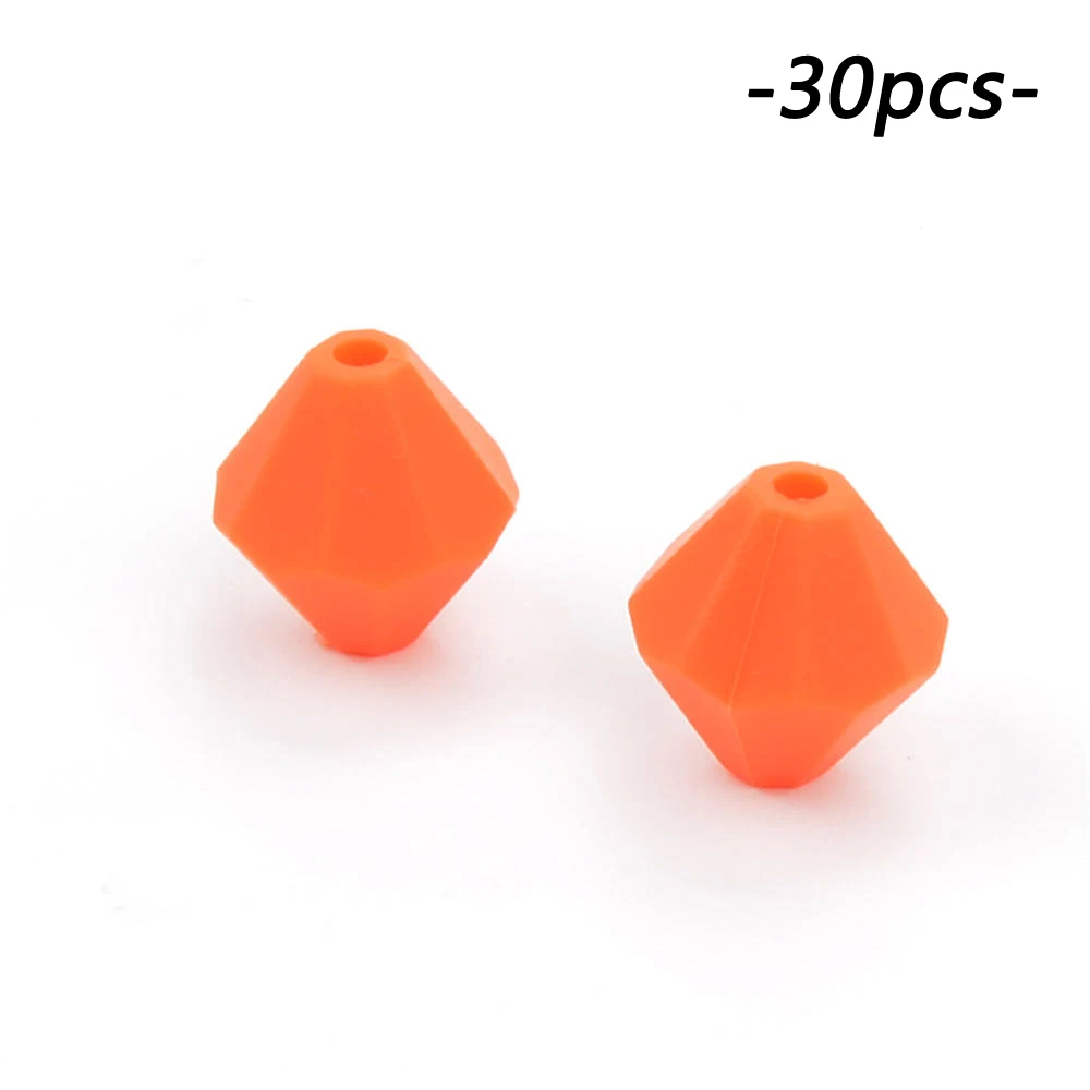 orange 30 шт./партия, алмазные Прорезыватели для зубов, бусины для еды, силиконовые игрушки для прорезывания зубов, геометрические свободные бусины, ювелирные изделия, аксессуары - Цвет: orange
