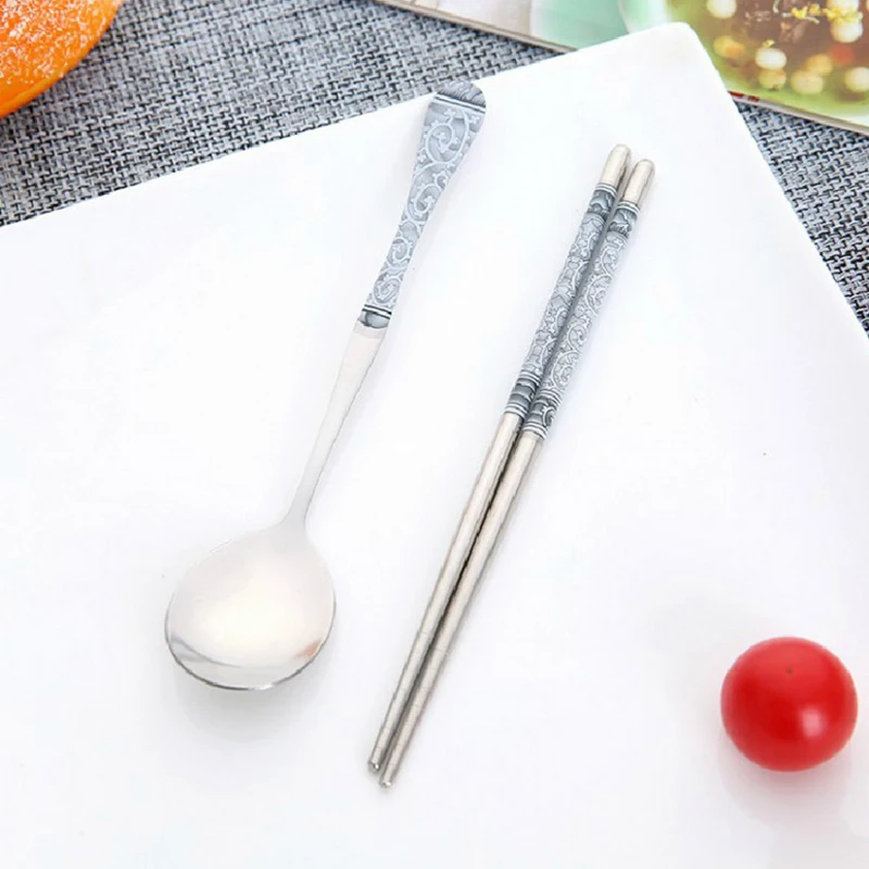 Hoomall 2 шт./компл. палочки для еды и ложки из нержавеющей стали набор многоразовых