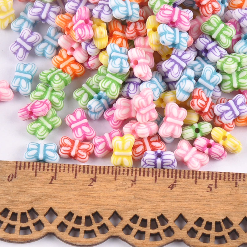 

9x5.5mm 100Pcs Mixed color Acrylic Vintage Style butterfly Spacer Beads For Jewelry Making YKL0720