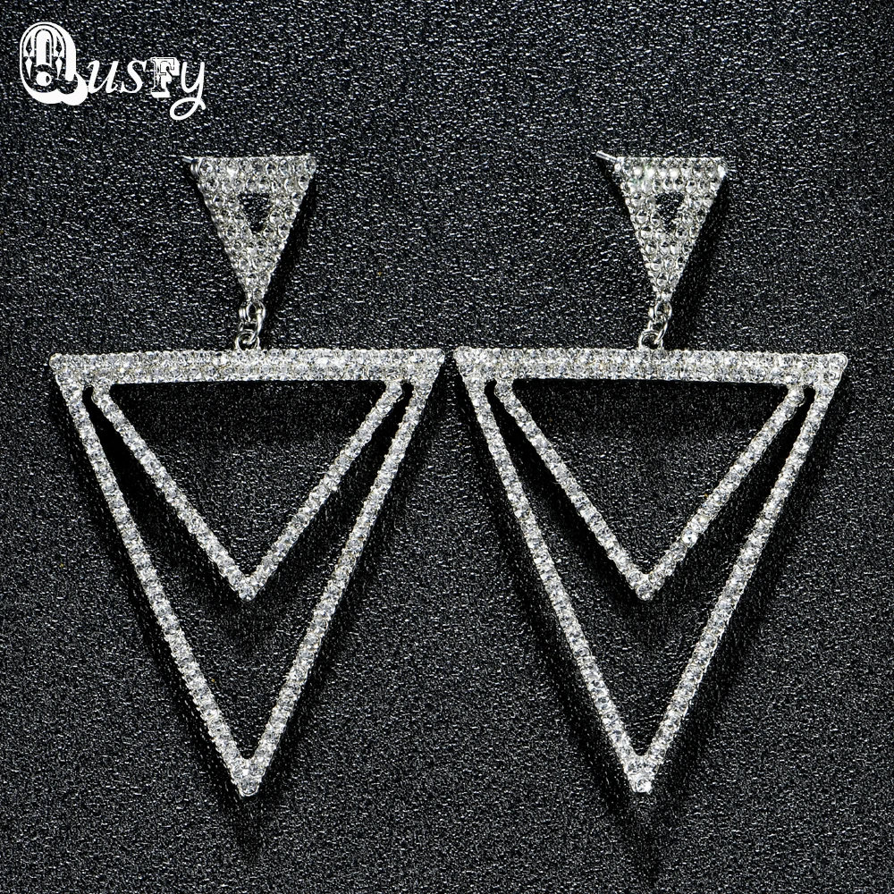 2017 Женская Мода Серьги Люстра Кристалл Двойной Треугольники серьги