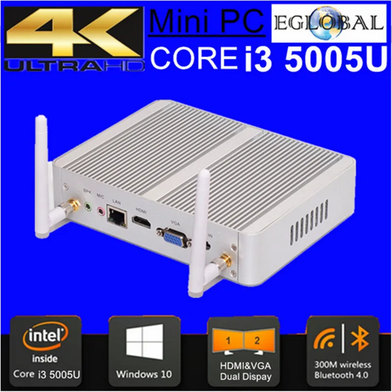 Eglobal игр ПК мини-компьютер Nuc бродуэлл i3 5005U Celeron N3150 безвентиляторный Micro PC Win 10 ТВ Box