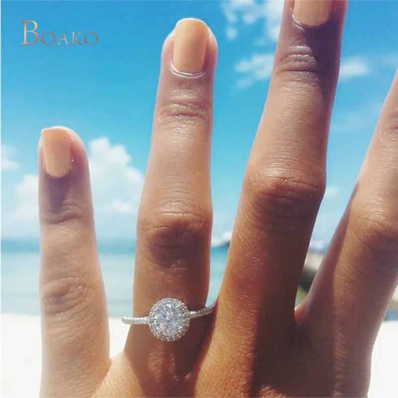 Роскошный большой круглый кристаллический горный хрусталь свадебное кольцо с большой кубический циркон Обручение кольца для Для женщин ювелирные изделия Z4