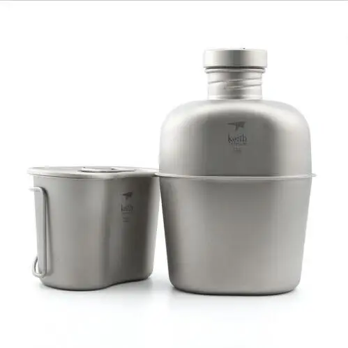 Keith Ti3060 титановая Военная бутылка для воды 1.1L+ 0.7L w/камуфляжная сумка