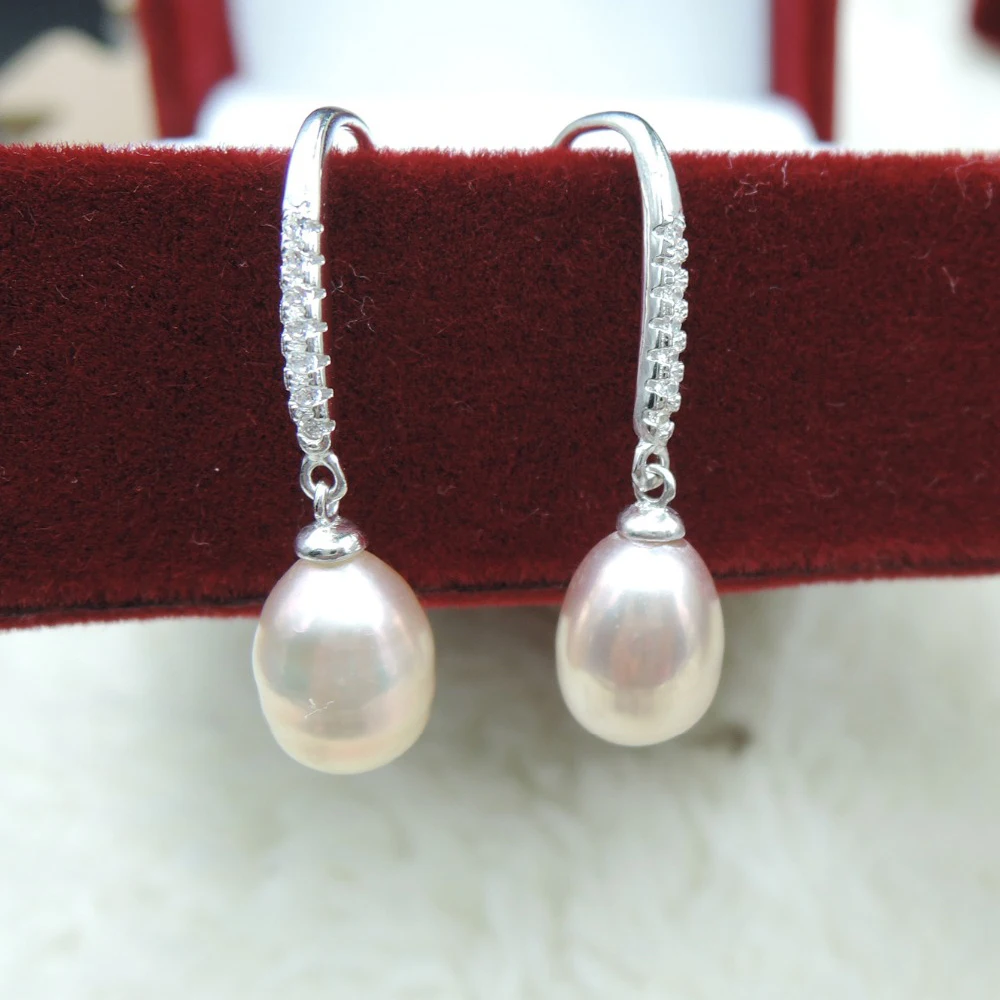 Серьги из натурального пресноводного жемчуга AAAAA с крючком серебра 100% пробы 925 |