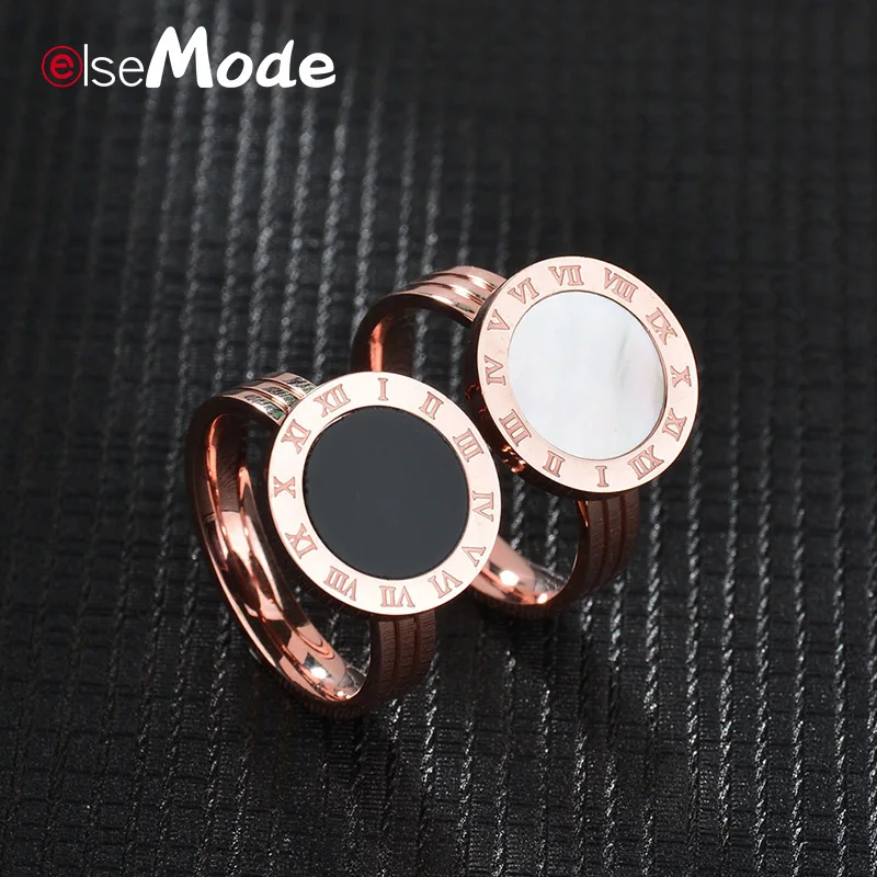 ELSEMODE модные римские цифры ракушки Роскошные обручальные свадебные кольца из