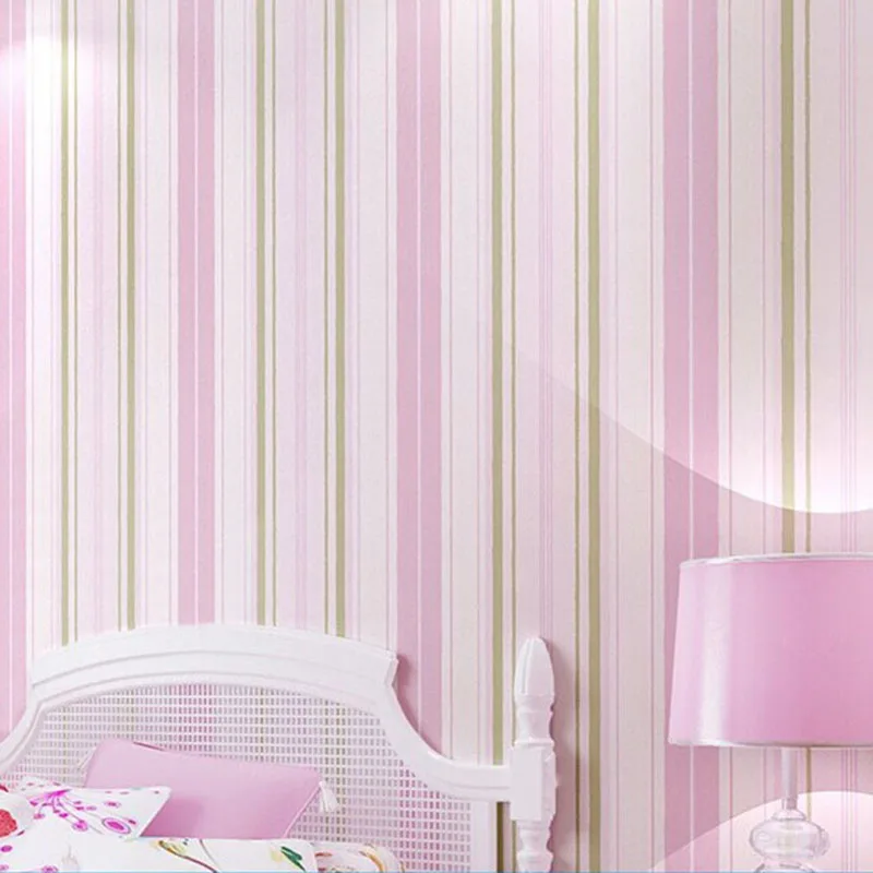 Средиземноморские синие розовые вертикальные полоски нетканые обои для
