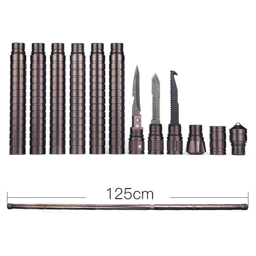 6 section Multi-Functional Открытый Отдых Выживание DIY оружие для самообороны Stick безопасность треккинг полюс защита стержень пеший Туризм аварийный - Цвет: 6 section