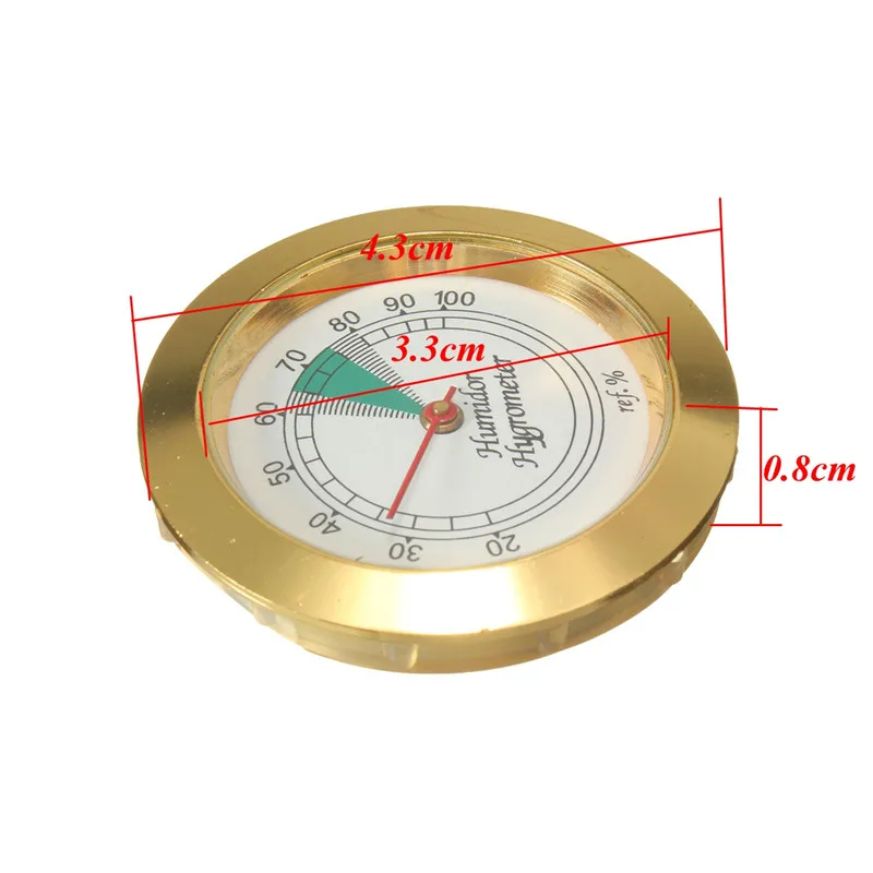 43mm Новинка, 1 шт., 43 мм, круглый стеклянный аналоговый гигрометр для сигар, чехол для сигар, золотой, для гитары, скрипки, табачная коробка - Цвет: 43mm