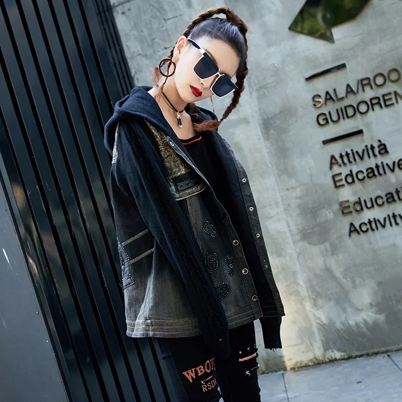 Женская джинсовая куртка Max LuLu брендовая трикотажная одежда в стиле панк для