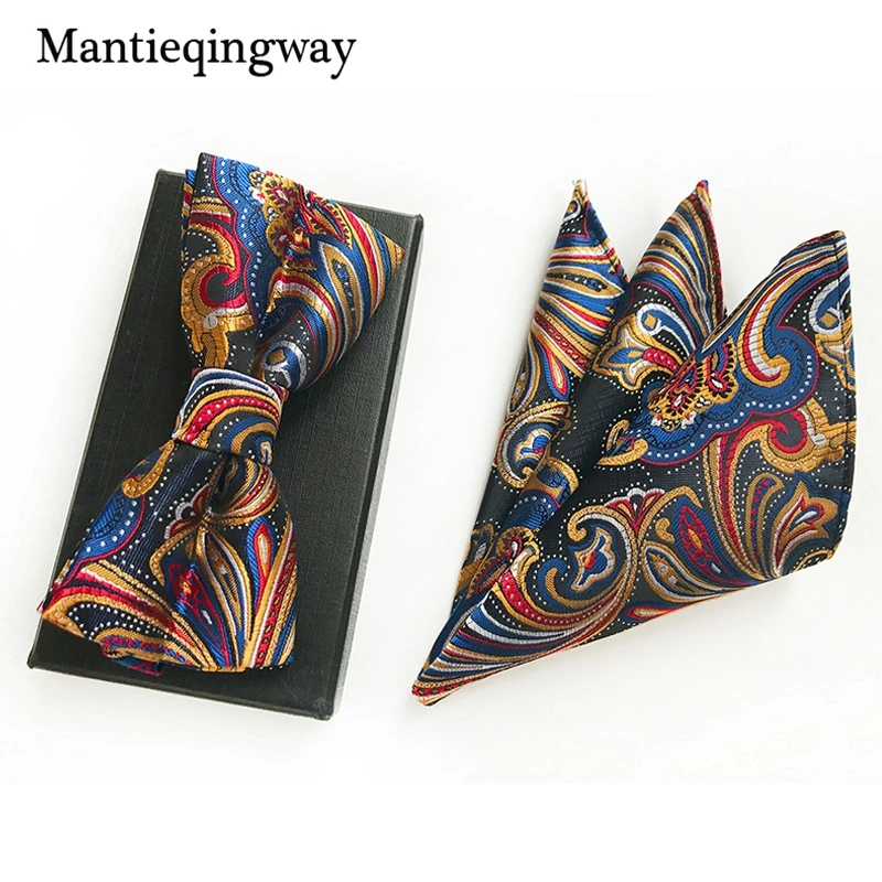 Мужской деловой галстук + платок Свадебный Цветочный для мужчин повседневный