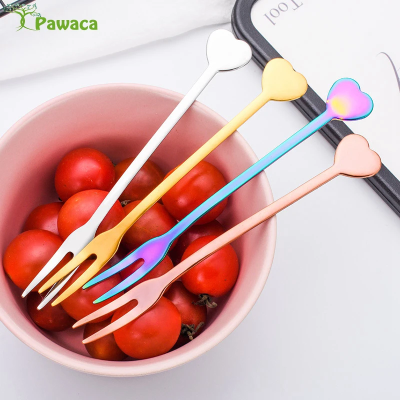 4/8 шт плоды вилкой Роскошные Нержавеющая сталь Десертные Вилки для торта милые