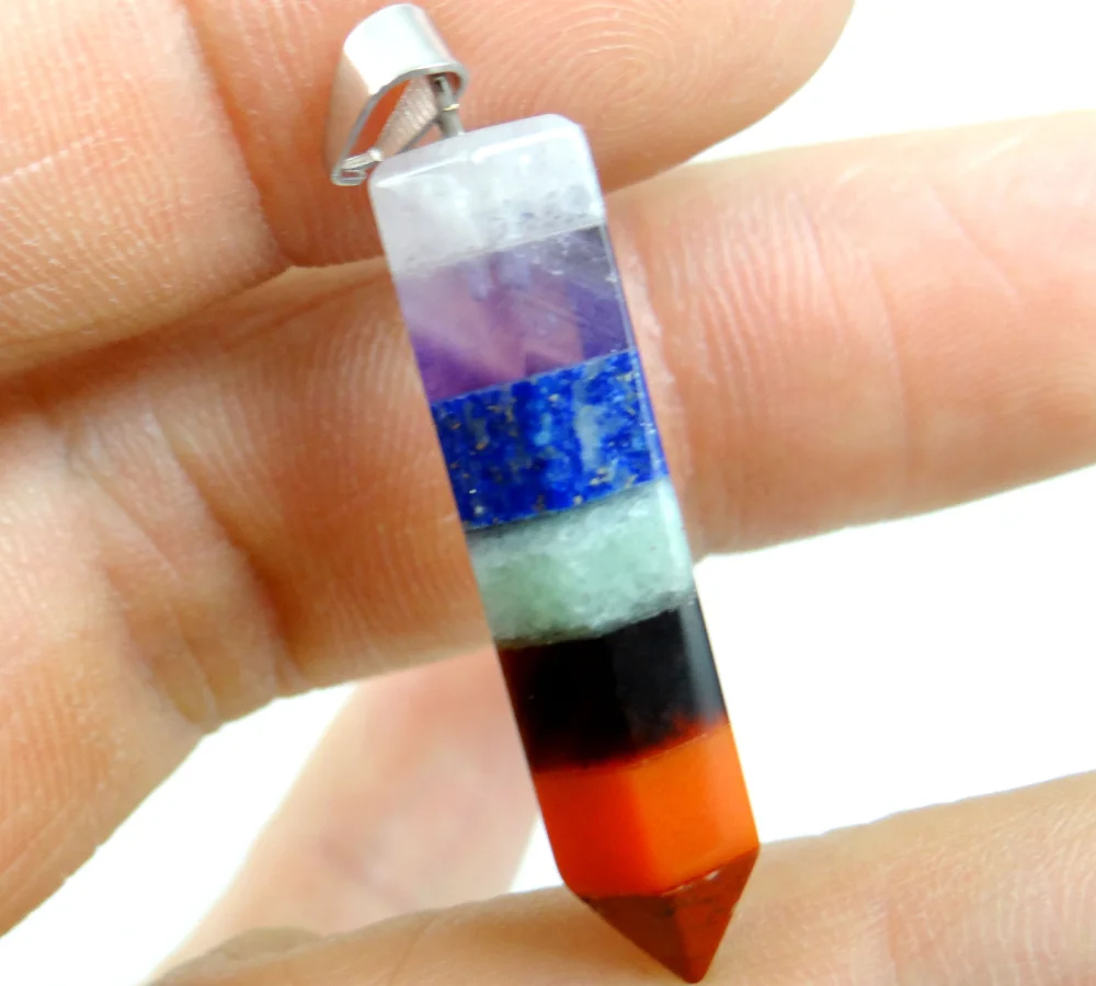 Многослойный кулон 35 мм из натурального камня с бирюзой кварцем кристаллом lapis