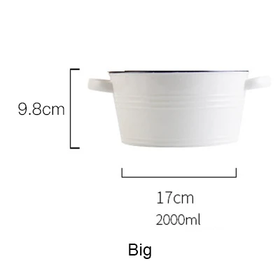 large soup bowl Западная пищевая тарелка, керамическая тарелка для стейка, мелкое блюдо, глубокое блюдо, диск, домашняя посуда, блюдо, простой голубой край, AKUHOME - Цвет: large soup bowl