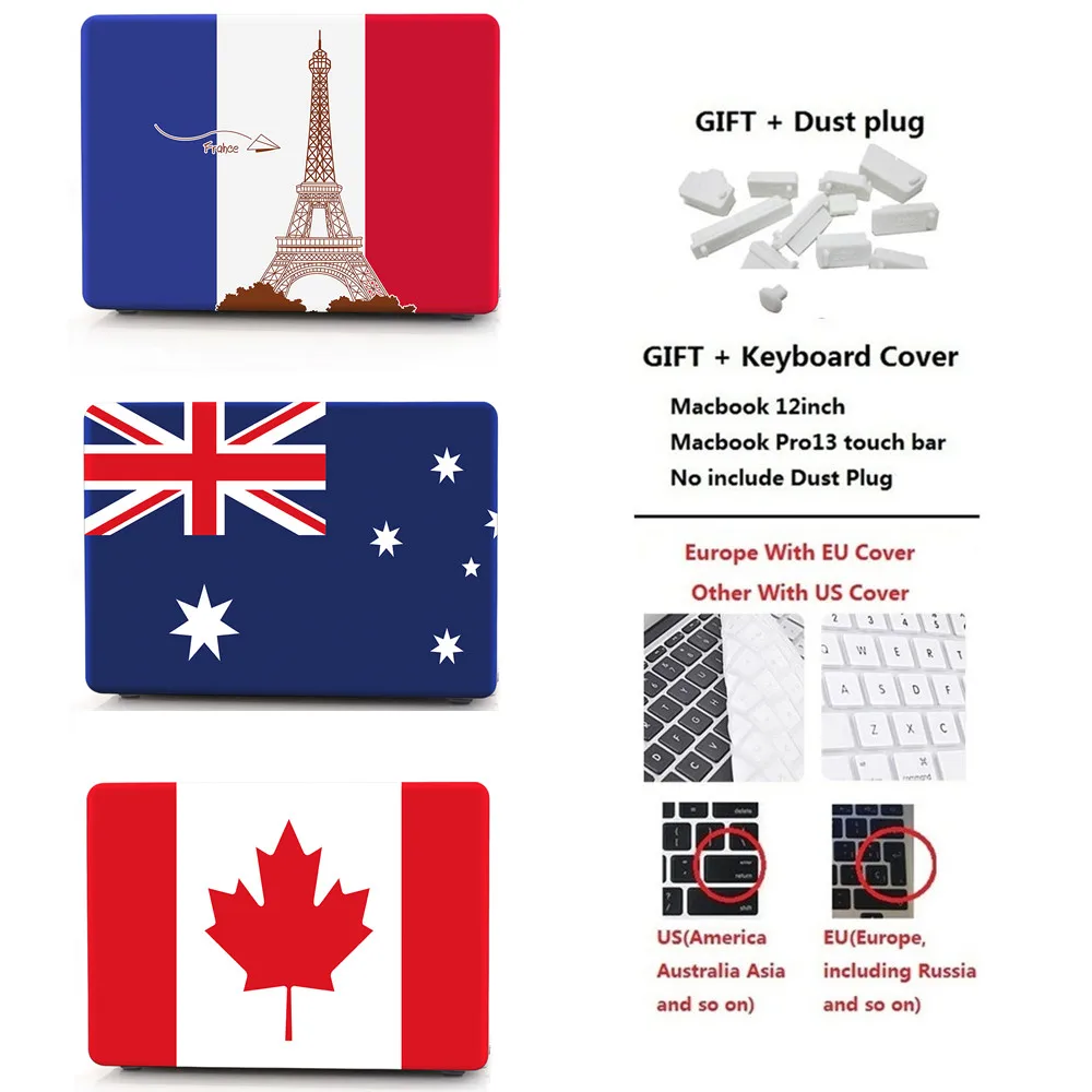 Жесткий защитный чехол с флагом для MacBook 12 дюймов Air 13 Pro Retina Touch Bar крышкой