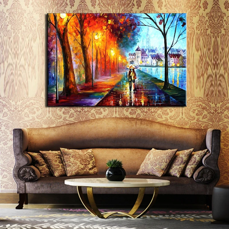 Горячая Распродажа романтическая парная картина ходьба под дождем HD фото