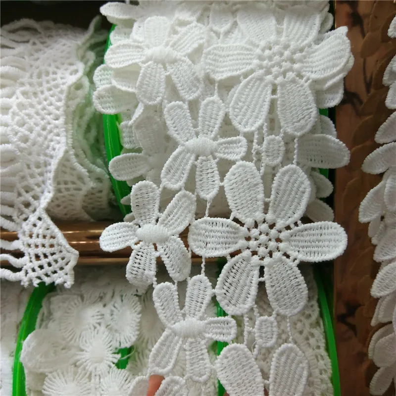 

15Yards 9CM Embroidery Lace Trim White Flowers Lace Embroidered Polyester for Clothes Home Textiles Apparel Sewing Lace Fabric
