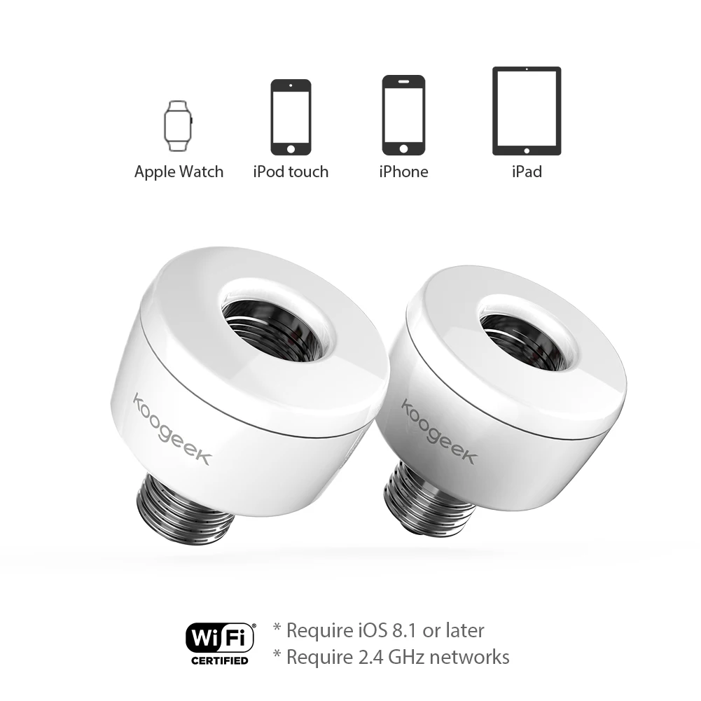 Умная розетка Koogeek с Wi Fi адаптер для лампы E26 умная основа Apple HomeKit Siri умный пульт