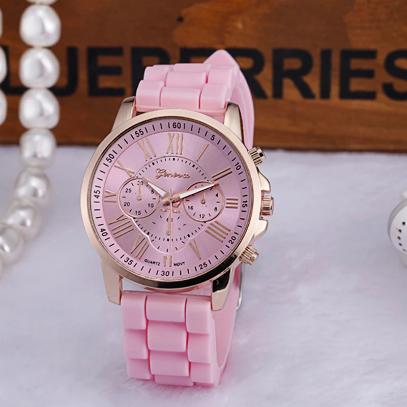 

Fashion Women Geneva Watch Silicone Rubber Casual Quartz watches Analog Sports Buisness Wrist Watch Relogio Feminino Clock #D